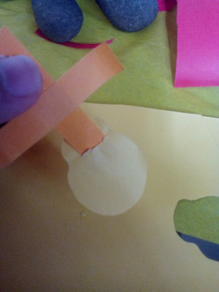 Father's Day Rock Art - insert one strip into the slit and glue to bottom