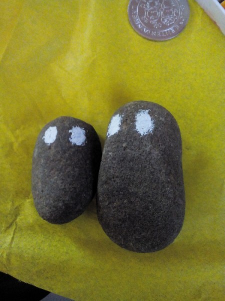 Father's Day Rock Art - paint two white circles on each rock