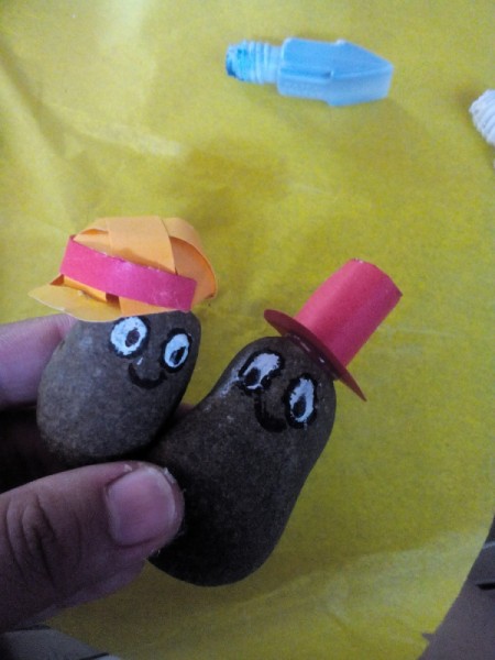 Father's Day Rock Art - glue the hats on