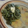 Steamed Fiddleheads on plate