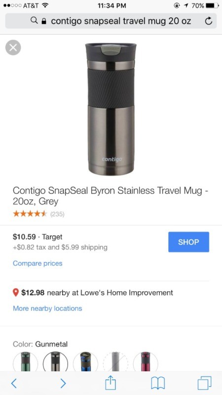 Compare Prices for the Best Value - screen shot of item at Target