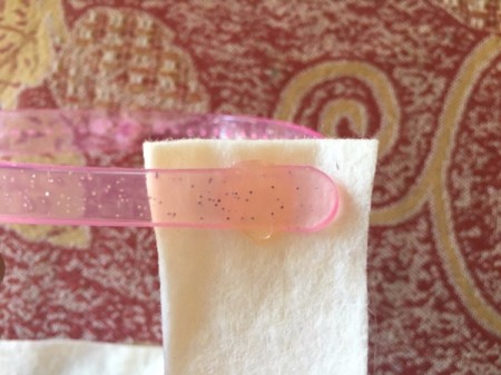 DIY Unicorn Headband - begin glueing felt to inside of headband
