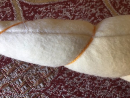 DIY Unicorn Headband - slip stitch the thread to the seam to hold in place