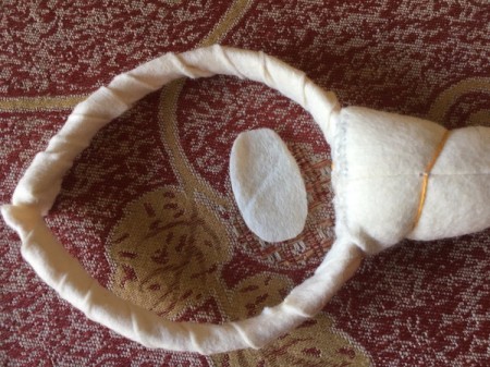 DIY Unicorn Headband - cut an oval of felt to cover the stitching