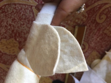 DIY Unicorn Headband - fold ears around headband and glue in place