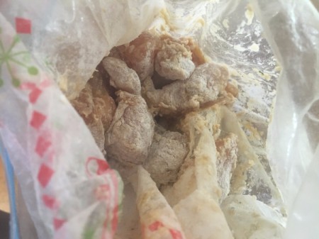 flour covered marinated chicken