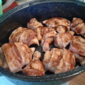basted chicken in pan