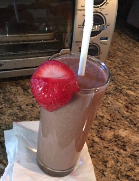 Fruit and Cacao Breakfast Drink in glass
