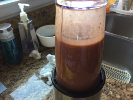Fruit and Cacao Breakfast Drink blended