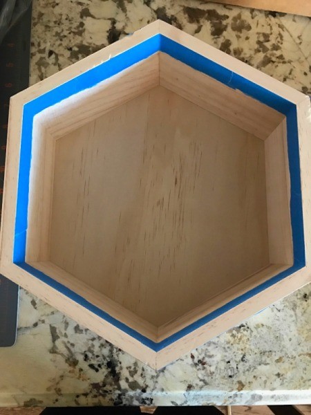 Honeycomb Hexagon Personalized Shelf - using masking or painter's tape around the inside of the shelf