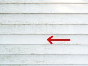Cleaning Mold From Vinyl Siding - arrow pointing to cleaned area