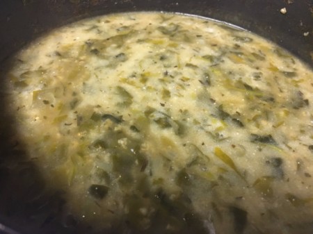 Herb and Yogurt Soup in pot