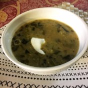 Herb and Yogurt Soup in bowl with dollop of yogurt