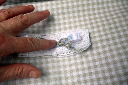 Shaggy Bow Hair Clip - stack the lace, ribbon, and cord on top of each other