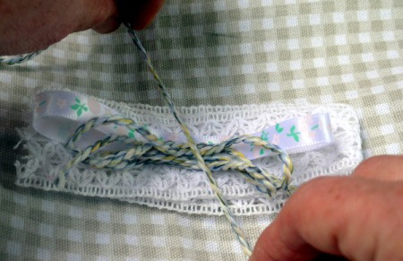 Shaggy Bow Hair Clip - lay another piece of cord over the top of the stack