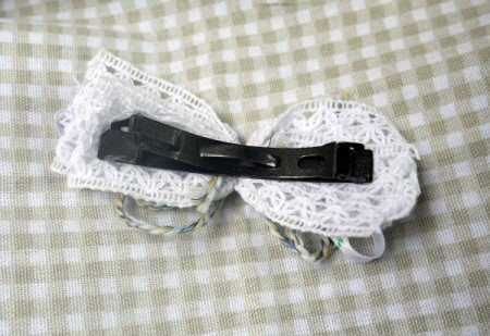 Shaggy Bow Hair Clip - clip glued in place