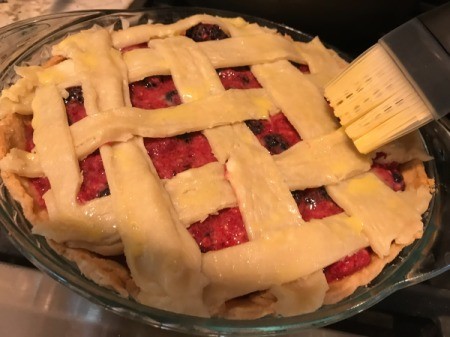 brushing crust with egg wash