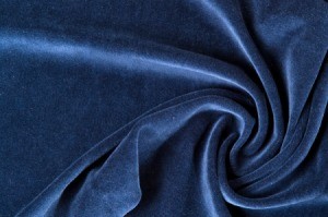 Blue velour fabric.