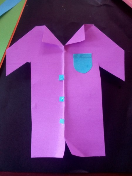 Describing My Dad Card - shirt with pocket and buttons glued on