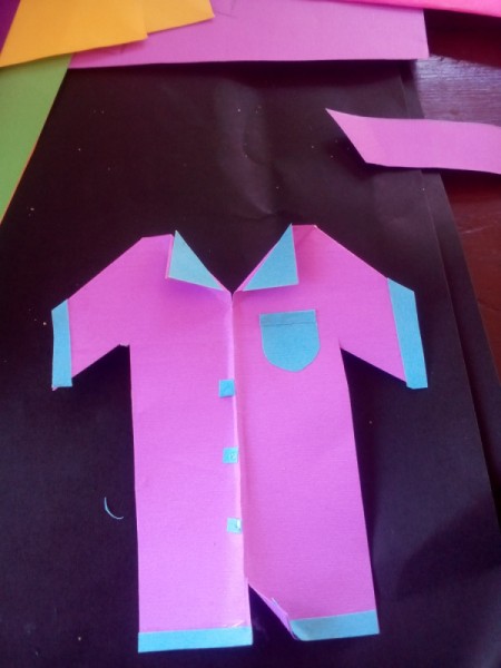 Describing My Dad Card - add contrasting cuffs and hems