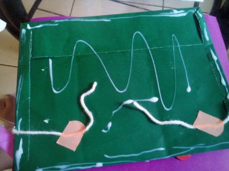 Describing My Dad Card - glue cardboard with shapes to a larger piece of cardboard in another color