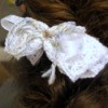 Shaggy Bow Hair Clip - finished bow in hair