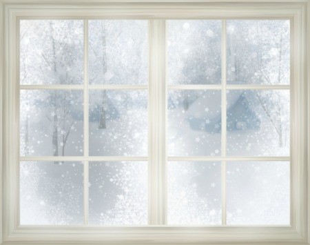 Windows on a snowy winter day.