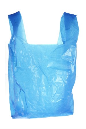 Blue plastic grocery bag.