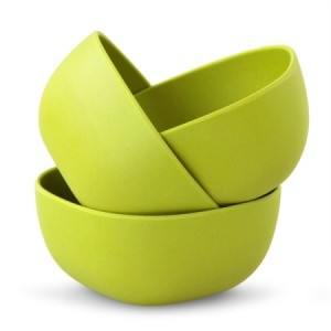 Green plastic bowls.