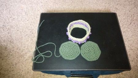 Crochet Koaster Keeper - vertical piece with popcorn stitch rows