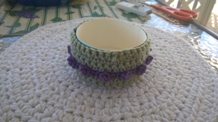 Crochet Koaster Keeper - glue crochet sleeve to box
