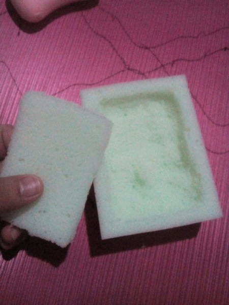 Use Foam to Line Soap Dish - foam center layer removed