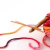 Crochet hooks and a ball of yarn.