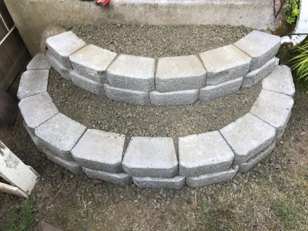Stacked Block Stairs - both steps filled with gravel
