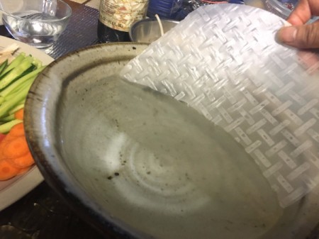 moistening rice wrappers