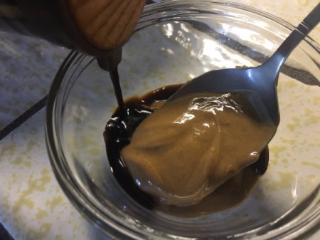 mixing peanut sauce
