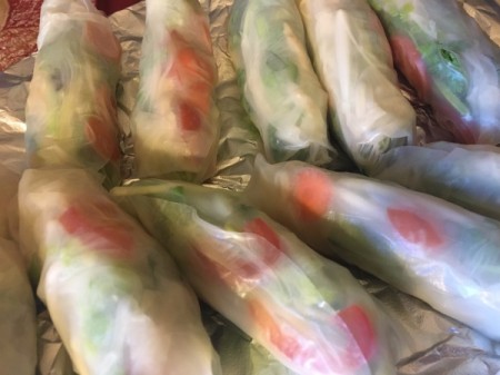 Spring Rolls on tray