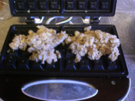 Oatmeal in waffle iron