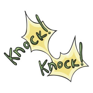 An illustration that says knock knock.