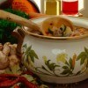 A pot of vegetable soup.
