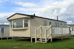 A mobile home in a trailer park.