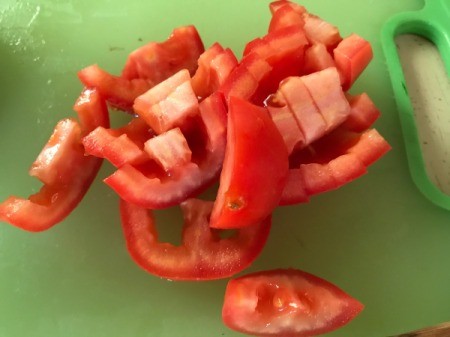 seeded sliced tomato