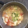 Opo Squash, Tofu, Tomato and Shrimp Soup in pan