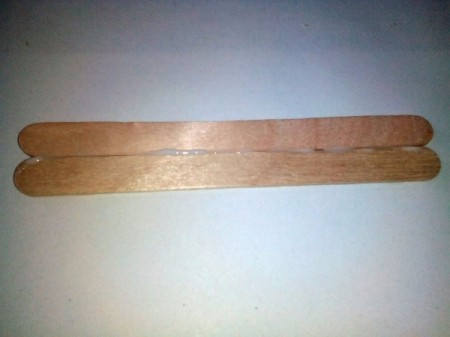 Mug Holder with Goody Compartment - two sticks glued together