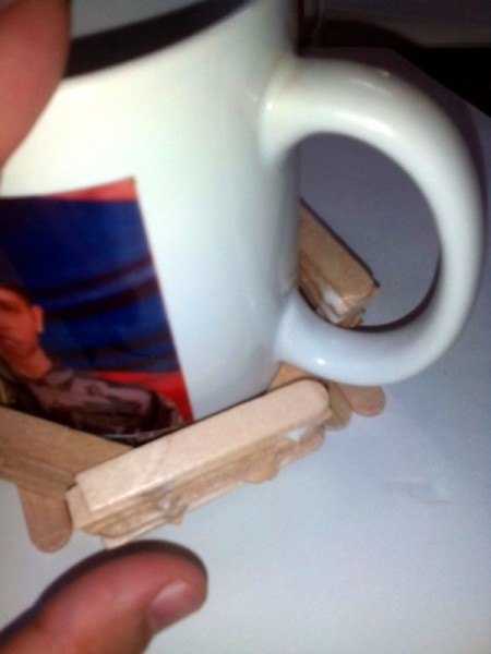 Mug Holder with Goody Compartment - space of mug handle