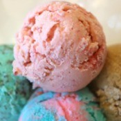 Colorful scoops of ice cream.