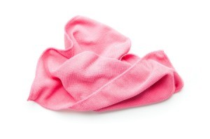 A pink cleaning rag.