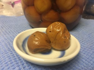 Japanese Pickled Plums on plate