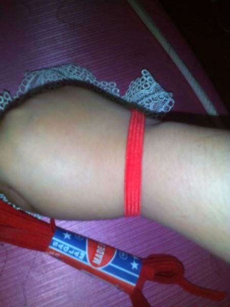 Ponytail Holder Made of Scrap Materials - wrap the garter around your wrist