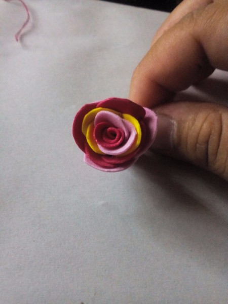 Ponytail Holder Made of Scrap Materials - small foam flower